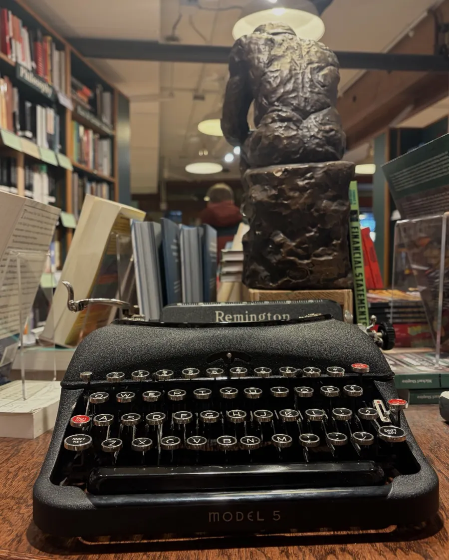 Vintage typewriter in a bookstore